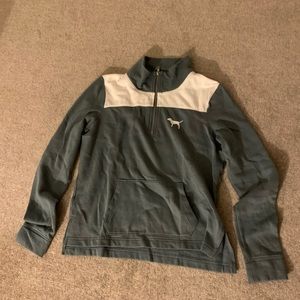 VS Pink Green Quarter Zip with Logo! Lightly worn.